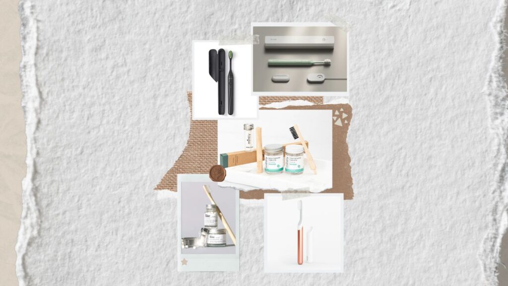 cover images featuring a few of the best travel toothbrushes 80's mood board